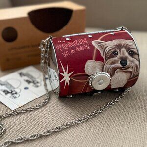Little Earth Metal Cylinder Purse Yorkie Dog ~new~